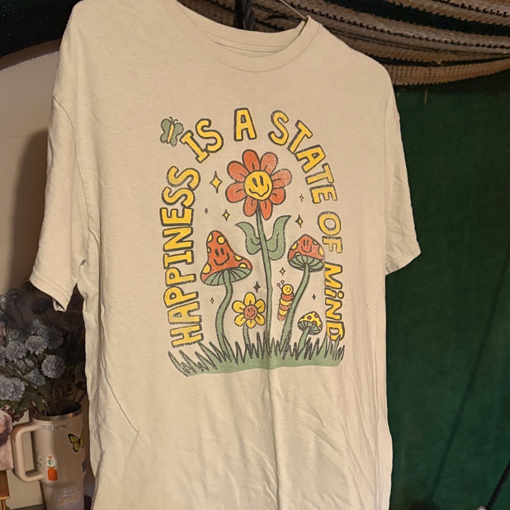 Cream Graphic Tee with Colorful Print